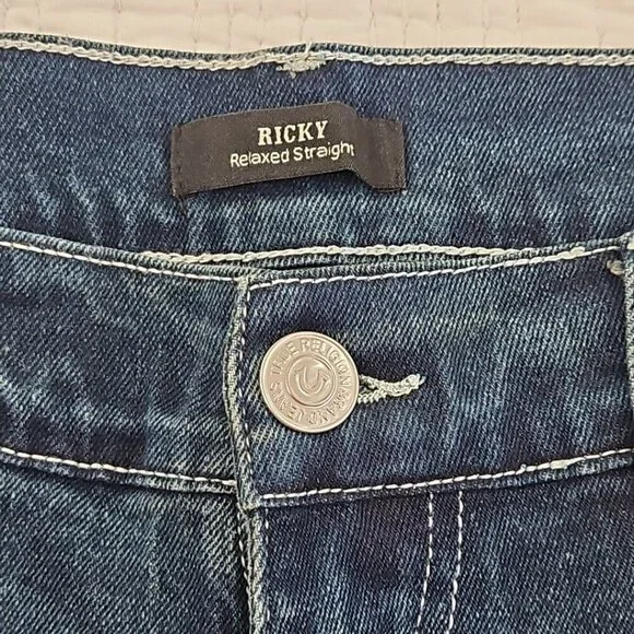 True Religion Ricky Jeans Men's 36x34 Med Wash Relaxed Straight Leg NEW NWT